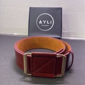 Ayli Women Belt Burgundy With Brass Buckle